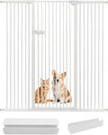 Lumizone Extra Tall Cat Gate 55.12" High Pressure Mounted Extra Wide 2025 New (17 Sizes) 1.37" Gap No Drilling Auto-Close One-Handed Operation Tall Pet Gate for Dogs(White, 55.12" H x 29.92"-59.44" W)