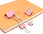 Pink Binder Clip, Paper Binder Clips, Paper Clamps Assorted Sizes, (Large, Medium, Small, X-Small) Paperclips for Office School, 100 Pack (New Version)