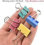 HAHIYO Binder Clips Paper Clamps Spring Steel Sturdy 0.98 inches Width 0.31 Inch Capacity No Sharp Edges Heavy Duty Tight Grip Reusable Color Metal Bright Finish for Home Office School 28 Pack