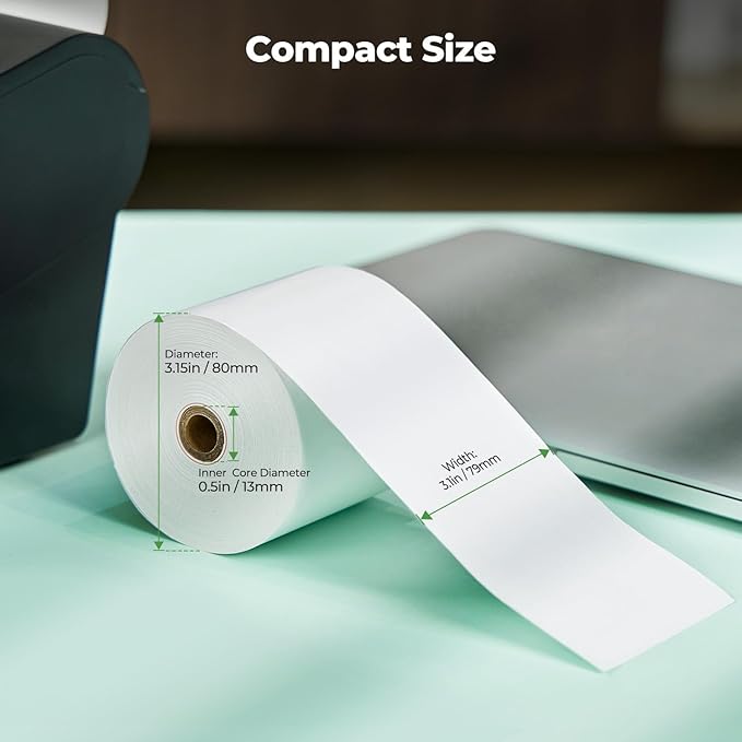 MUNBYN Thermal Paper 3 1/8 x 230ft, 50 Rolls Receipt Paper Work for Star Micronics TSP100 TSP143 Epson 80mm Receipt Printer Square POS Register, 80mm Thermal Receipt Papers, BPA Free, Plus Version