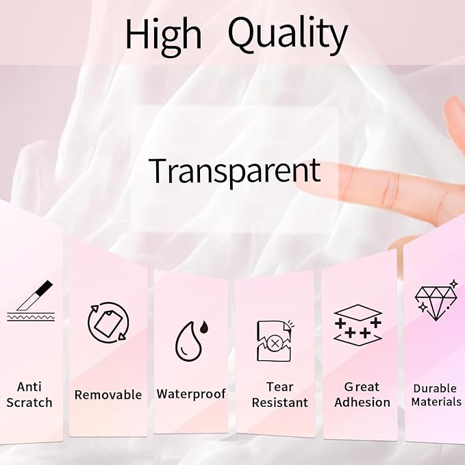 3x2 Inch Transparent Thermal Labels Stickers, Holographic Transparent Pink Direct Thermal Labels, Self-Adhesive Clear Waterproof Stickers for Logo Design- 200 Sheets