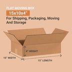 BOX USA Shipping Boxes Flat 15"L x 10"W x 4"H 25-Pack - Corrugated Cardboard Box for Moving, Mailing, Packing, Packaging and Storage