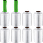 Jutom 8 Pcs Stretchy Wrap Roll Plastic Wrap for Moving with 2 Handles 5" x 1000 ft Packaging Shrink Film Self Adhering Shipping Supplies for Moving Furniture Pallet (Green)