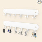 2 Pack Key Holder for Wall,Key Hooks,Key Holder Wall Mount Self Adhesive, Key Rack Wall Mount for Wall No Drill for Living Room, Kitchen, Bathroom, Garage (White, 12 Hooks)