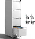 4 Drawer File Cabinet with Wheels,Metal Mobile Filing Cabinets with Lock,White Rolling File Cabinet for Home Office,Heavy Duty Storage Cabinet for A4/Letter/Legal Size File,Assembly Required