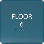 6" X6" Floor 6 Sign - ADA Compliant Tactile Graphics Grade 2 Braille Text Acrylic Wall Signs - Directional Assistance, Floor Number Safety Sign for Office, school Hospital, Apartment