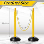 Amylove Plastic Stanchion Post Set, Traffic Warning Line Stanchion Crowd Control Safety Barriers Driveway Barrier with 5 Chains and 10 S Hooks for Outdoor Indoor Parking (Yellow,6 Pcs)