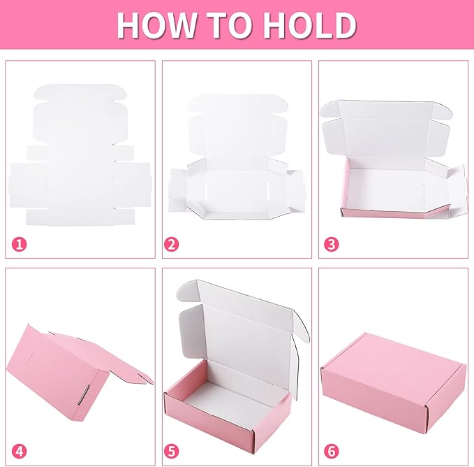 Spakon 50 Packs Shipping Boxes Cardboard Corrugated Mailer Packaging Boxes for Small Business Cute Small Box Cardboard Carton Box Mailers for Packaging Product(Pink,9 x 6 x 2.36 Inches)