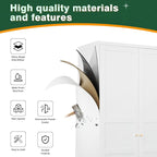Letaya Wardrobe Armoire Closet,72" H Metal Storage Cabinet with Adjustable Shelves and Hanging Rod,Bedroom Armoire Cabinet Clothes Organizer (White)