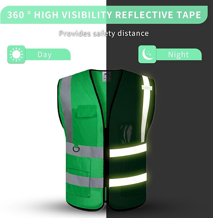 BeautyWill Custom Safety Vest Logo Class 2 High Visibility Reflevtive Vest Outdoor Protective Workwear
