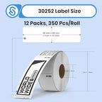 Compatible for DYMO 30252 (1-1/8" x 3-1/2") Address Barcode White Thermal Labels 12 Roll 4200 Labels Work with LabelWriter 4XL Printer NOT Fit 5XL