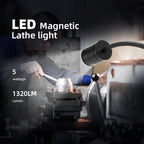 Led Magnetic Work Light 400mm Flexible Gooseneck lamp 500 Lumens 120 Volt for Sewing Machine Lathe Milling Drill Press Industrial Lighting (Aluminum Alloy lamp Head-1)