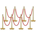 8 PCS Stanchions and Velvet Ropes, Gold Posts 5 Feet Crowd Control Barriers, Stainless Steel Poles for Red Carpet Themed Party Decoration (Golden)