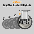 34"*17" Heavy Duty Utility Cart, 2 Shelf Plastic Rolling Cart Tool Cart with Ergonomic Handle 5" Swivel Casters 4 Hooks 1000lbs Capacity for Garage, Warehouse, Cleaning