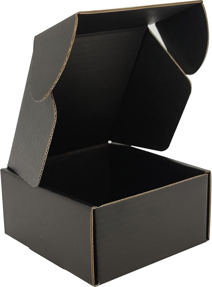 Small Black Shipping Boxes for Small Business Pack of 25-4x4x2 inches Cardboard Corrugated Mailer Boxes for Shipping Packaging Craft Gifts Giving Products