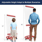 TSJ OFFICE Mobile Whiteboard Magnetic - 40 x 26 Inches Dry Erase Board on Wheel with Stand Flipchart Easel Height Adjustable,Red