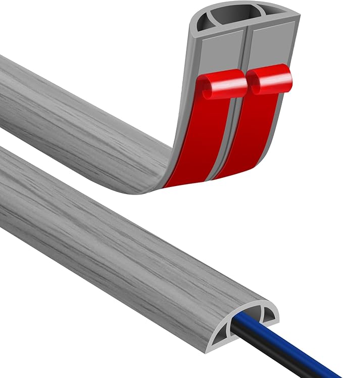 Floor Cord Covers for Wires 10FT Cable Hider Wire Cover Self Adhesive Cord Hider Floor for Offices, Homes, Workshops, Warehouses Cable Cavity 0.39" W x 0.27" H