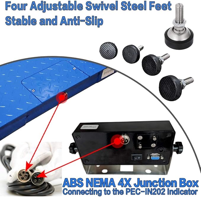 Industrial Floor Scale, 60" x 60", 10000LB/1LB, PEC Focus on Industry for 60 Years