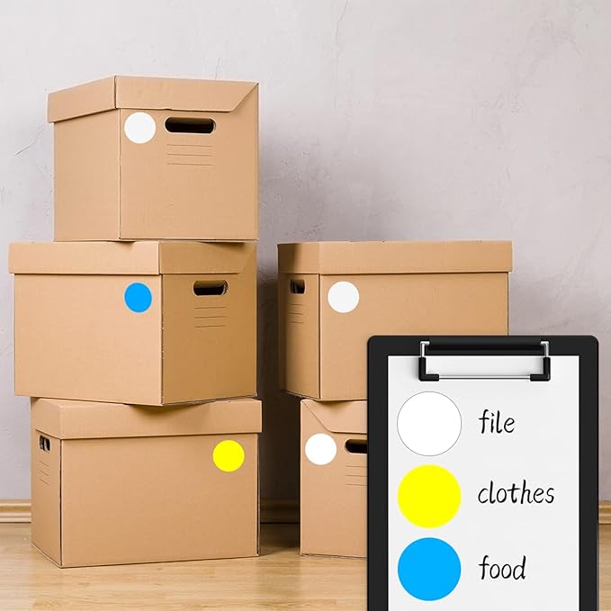 500 PCS Dot Sticker Tape 2" Inch Round Color Coding Labels Removable Writable Circle Floor Decal for Marking Organizing Social Distancing White