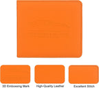 Car Registration and Insurance Holder, Leather Registration and Insurance Card Holder, Vehicle Glove Box Organizer - For Documents, Cards, License (Orange)