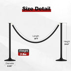 RoadHero Plastic Stanchion Post, Black Velvet Ropes and Poles with Weighted Base, Ropes Safety Barriers for Crowd Control, Party and Movie Theater, 4 PCS