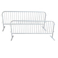 2 Pack 8.5 Ft Steel Crowd Control Heavy Duty Interlocking Steel Safety Barriers Barricade Fence Frame Guard for Events Road Traffic Control, Galvanized Silver