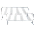 2 Pack 8.5 Ft Steel Crowd Control Heavy Duty Interlocking Steel Safety Barriers Barricade Fence Frame Guard for Events Road Traffic Control, Galvanized Silver