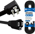 12 ft Heavy Duty Appliance Extension Cord, 14 AWG, 15A 125V 1875W, 3 Prong Flat Plug, ETL Listed, Short Power Extension Cable for Air Conditioner, Refrigerator, Microwave, Indoor Use, Black