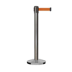 Crowd Control Warehouse CCW Series RBB-150 - Set of 2 Stanchion Retractable Belt Barriers - 16 Foot, Orange Belt with Satin Stainless Steel Post - Easy Assembly