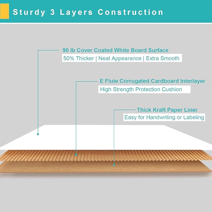 Mcfleet 13x10x3 White Shipping Boxes - Corrugated Cardboard Mailing Box Packaging for Small Business - Tab Locking Literature Mailer Flat Empty Gift Packing Supplies 24 Pack