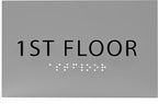 6" X4" 1st Floor Sign - ADA Compliant Tactile Graphics Grade 2 Braille Text Wall Sign| Directional Assistance, Floor Number Sign for Office, Schools, Hospitals, Apartments