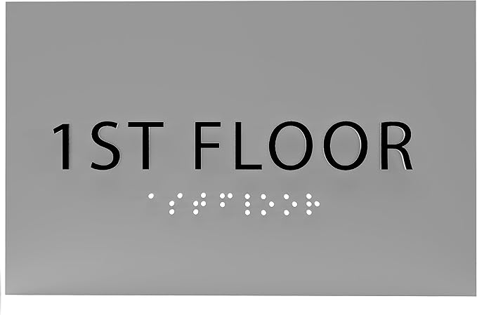 6" X4" 1st Floor Sign - ADA Compliant Tactile Graphics Grade 2 Braille Text Wall Sign| Directional Assistance, Floor Number Sign for Office, Schools, Hospitals, Apartments