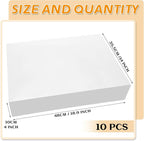 Tudomro 10 Pack 19 x 14 x 4 Inch Cake Box, Cardboard Cake Boxes, Large Rectangle Boxes, Kraft Non Window Bakery Pastry supplies(White)