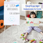 40" H x 28" W Magnetic Dry Erase Board Easel - Tripod White Board with Stand, Includes Flip Chart Paper Pad, Magnets & Eraser, White Board Easel for Office Presentation, School, White Frame