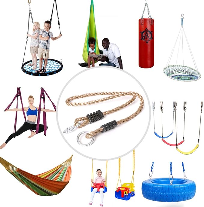 Set of 2 Tree Swing Nylon Ropes Indoor Outdoor Adjustable Hammock Swinging Chair Straps Hanging Kit for Adjustment or Extension - Holds to 700lbs (40 inch, Brown)