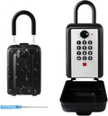 Key Lock Box, 12-Digit Code, Weatherproof Wall Mount, Large Capacity 5-8 Keys, Aluminum Alloy (Silver, 3.58 * 2.24 * 7.8IN with Shackle)