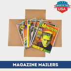 Gemini Magazine and Comic Book Mailers for Shipping (8.5x11x2’’ – 100 Pack) | US-Made Corrugated Cardboard Stay Flat Mailers with Expandable Capacity | Great For Shipping Documents, Photos, and More.