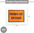 Packing List Enclosed Shipping Envelope 4.5"x5.5" Full Face Pouches Adhesive Bags Case of 1000