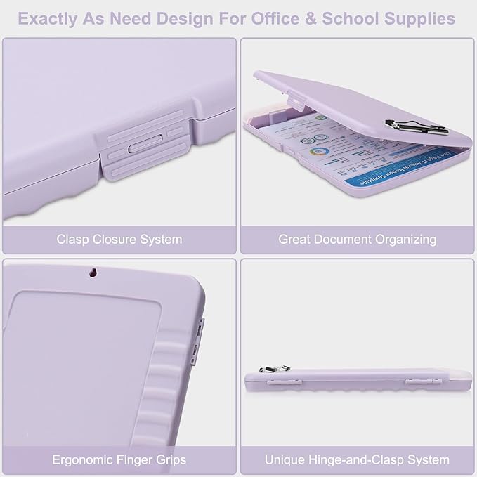 SFLHHDM Purple Clipboard, Clip Board 8.5x11, Teacher Clipboards with Storage, Plastic Clipboard with Pen Holder, Clipboards Storage for Women Teachers Work, School & Office Supplies