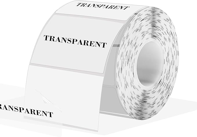 3x2 Inch Transparent Thermal Labels Stickers, Self-Adhesive Clear Waterproof Direct Thermal Label Stickers for Packaging, Shipping, Barcode, Address