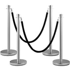VEVOR Velvet Ropes and Posts 2 Pcs, 5 ft Black Velvet Rope, Stanchion Post, Crowd Control Barriers Silver Stanchions, Red Carpet Poles, Crowd Control Ropes and Poles for Party Supplies