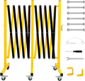 Industrial Expandable Barricade Gate, 16.4 Ft Retractable Traffic Fence with Casters, Easily Assembled Safety Barrier for Maintenance and Construction Work, Crowd and Traffic Control