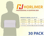 HORLIMER 9x6x4 Shipping Boxes Set of 30, White Corrugated Cardboard Mailer Box for Packing Small Business
