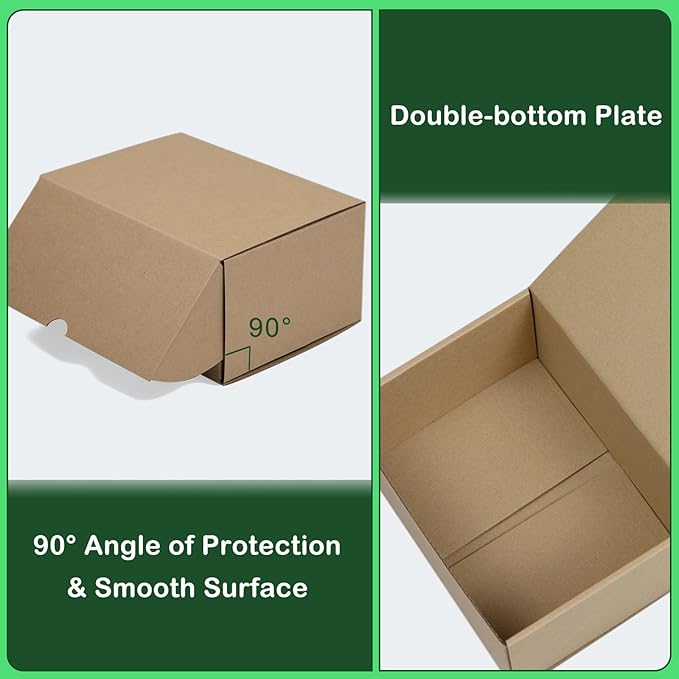 8x6x4 Inches Shipping Boxes Set of 20, Brown Corrugated Cardboard Box Literature Mailer for Packing Small Business