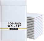 100-Pack 8.5x11" Bubble Mailers White Poly Padded #2 Envelopes Self Seal Shipping Bags Lightweight Tear Resistant Bubble Mailing Envelopes for Small Business Packaging, DVD, Clothing, Books, Gifts