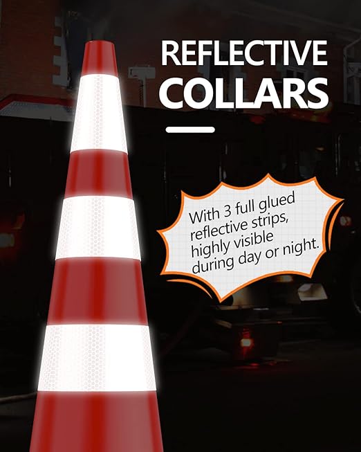 (8 Pack) BATTIFE Traffic Cones 36 Inch with Black Weighted Base, PVC Orange Cone for Traffic Control,Construction Events, Driveway Road Parking Lot