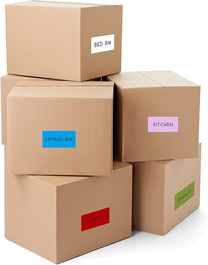 Marspark 600 Pieces Colored Labels Stickers 2" x 4" Large Color Coded Labels Stickers Moving Packing Label for Boxes in 20 Assorted Colors Name Tags for Boxes Storage Bins