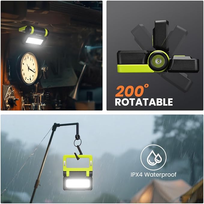Yemao Led Work Light Rechargeable,Small Portable Work Light with Battery,High Lumen Underhood Work Lights with Magnetic,8 Modes Mechanic Lamp for Automotive Work,Garage,Shop,Car Repair,Emergency
