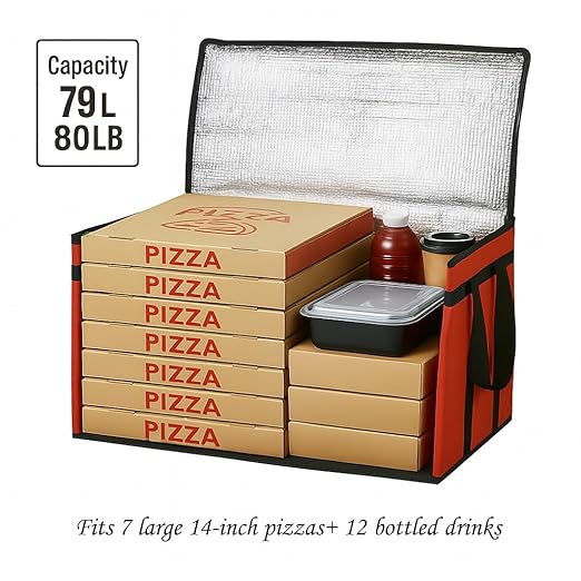 Bodaon Large 3-Pack Insulated Food Delivery Bag with hard bottom, XXXL Pizza Cooler Bags, Rideshare Delivery Bag, Thermal Cold/Hot Styrofoam Carrier for Travel/Shopping/Catering/Car