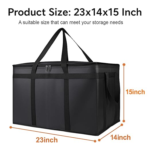 Bodaon Large 10-Pack Insulated Food Delivery Bag With Hard Bottom, XXXL Catering/Pizza Cooler Bags, Rideshare Delivery Bag, Thermal Cold/Hot Styrofoam Carrier for Travel/Shopping/Car